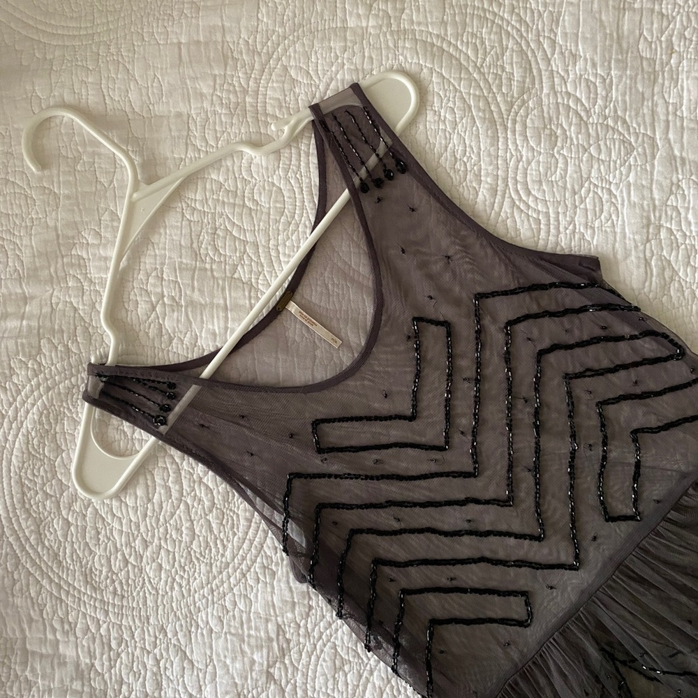 Free People Embellished Mesh Black Dress in xs
